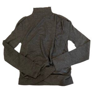 zara wool sweater Asymmetrical Long Sleeve Mock Neck Small Top Blouse pullover